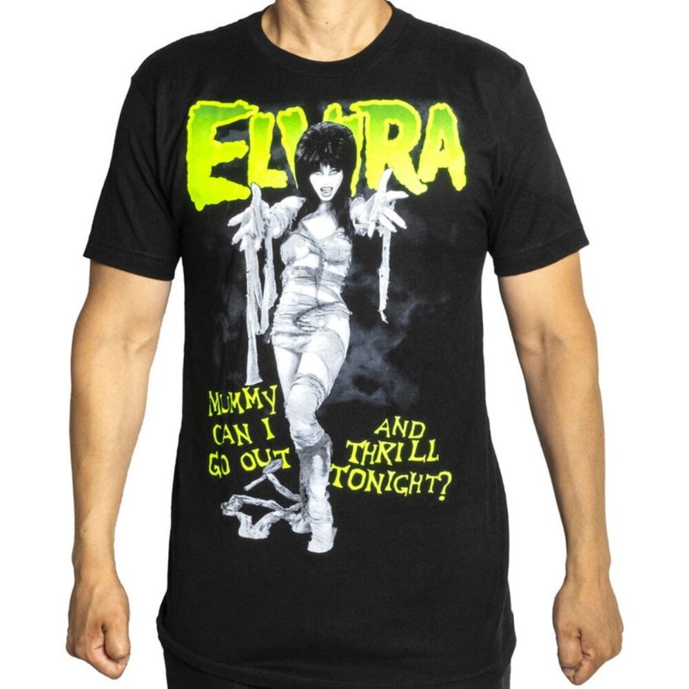 Elvira Mummy Thrill Tonight Unisex Black Tee S-M-L-XL-2XL-3XL NWT